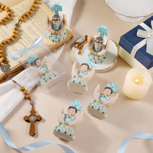 Set 24 figuras bebé Ángel bautizo en resina azul miniatura 6