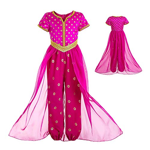 Ingsist Pink Girls Princess Costume Halloween Arabian Dress Up