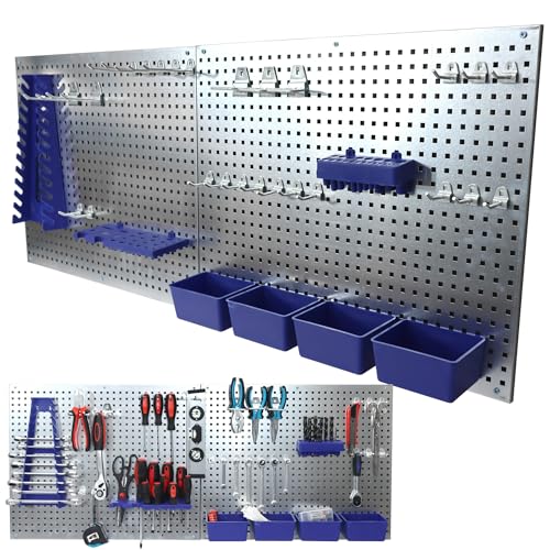Bituxx Werkstatt Organizer Werkzeugwand Lochplatte Wandhalterung Werzeug 32-teilig Modulare Lochwand aus Metall mit 1.380 Löchern, 4 Behältern, 3 Halterungen & 25 Haken