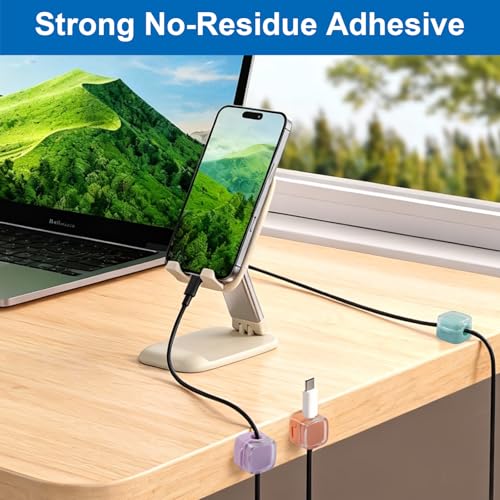 Waziaqoc Organizador de Cables Magnético 6-Pack Mixcolour, Clips Adhesivos para Cable, Soporte de Alambre para Hogar, Oficina y Auto miniatura 4