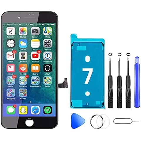 Hoonyer For iPhone 7 Screen Replacement,for iPhone 7 LCD Touch Screen with iPhone 7 Repair Kits + Screen Protector(4.7,Black) Cover