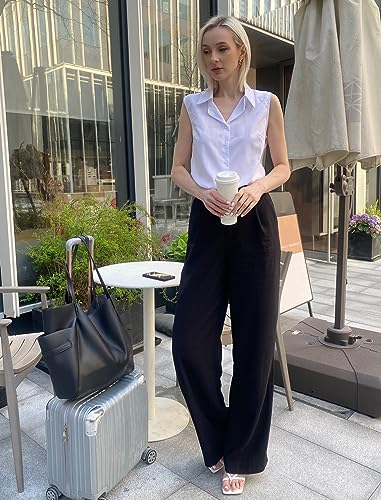 Zeagoo Women's Sleeveless Button Down Shirts Blouses Solid Casual Loose V Neck Tank Tops for Work S-XXL3