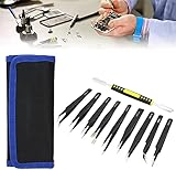 ifixit precision tweezers set 【10 Pieces of Esd Tweezers Set】: The upgraded 10-in-1 ESD tweezers set has 9 different tweezers and a metal double-ended crowbar to meet your different needs. And all of them have passed strict quality tests.