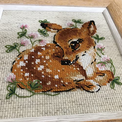 Image of RIOLIS - Little Deer 1777, Cross Stitch Kits 5 inchX5 inch, Cross Stitch Kits for Beginners & Advanced, Crossstitching Kits Adult, Counted Stitching Kits, Embroidery Kit