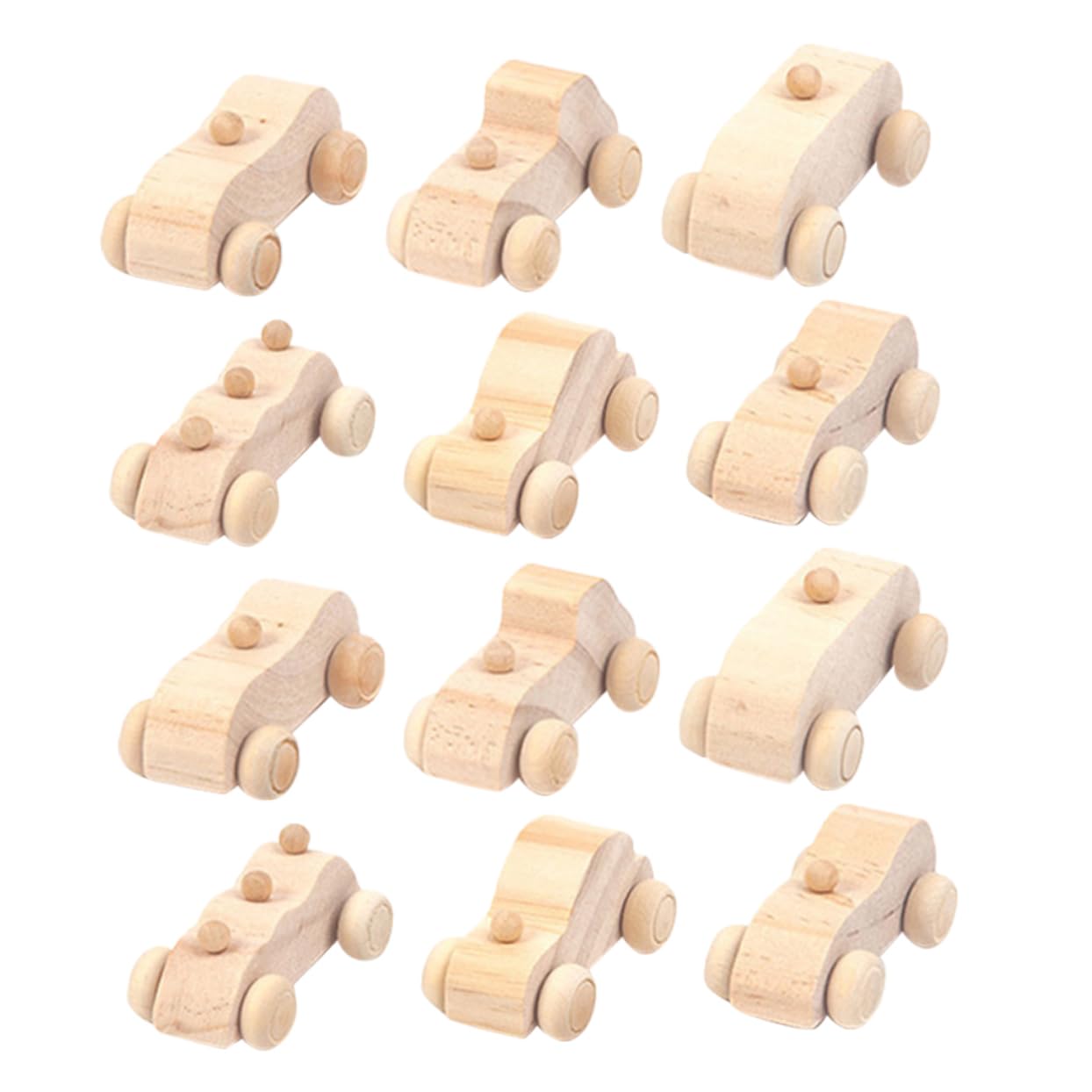 ERINGOGO Macchinine in Legno da Dipingere 12 Pezzi per Bambini | Color Khaki, Set Artigianale Fatto a Mano, Uso DIY per Attività Creative All'aperto