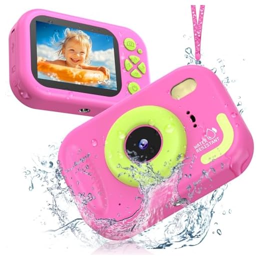 Kids Camera Waterproof, IP68 Underwater Camera for Kids Aged 3-12, HD Kids Digital Camera with 1080P Video Recording, Durable ABS Material, Pool Toys for Boys Girls with 32GB Card (Pink)