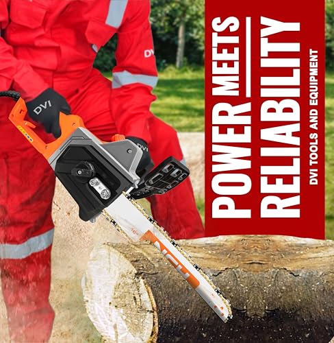 Image of DVI Electric Chainsaw With 16-Inch Guide Bar With 2300 W High Power Motor With Low-Kickback System | Perfect For Cutting Wood, Pruning and Harvesting Firewood | With Free 32 Feet Wire