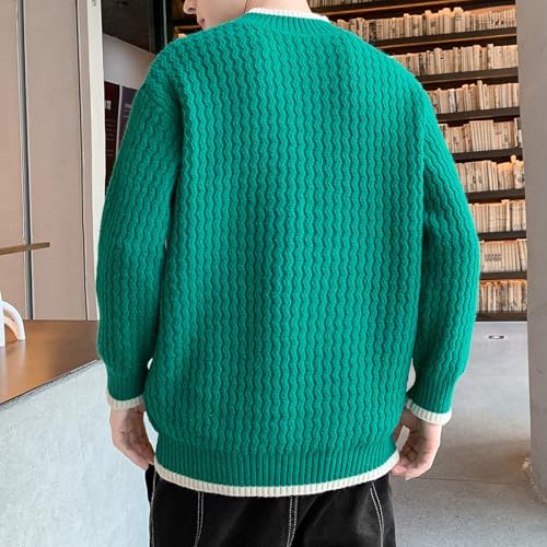Mens Long Sleeve Cable Knit Sweater Fall Crew Neck Pullover Sweater4