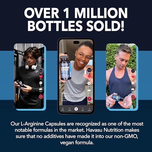 Image of L-Arginine Capsules with L-Citrulline - Nitric Oxide Supplement - L Arginine and L Citrulline Blend - 60 Count - Vegan, Non-GMO Capsules for Performance, Endurance and Muscle Support - 1 Month Supply