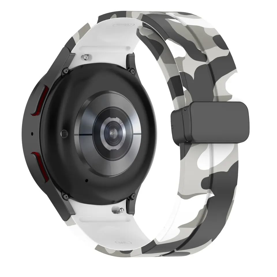 Image of Prolet Silicone Strap with Folding Magnetic Lock Compatible with Samsung Galaxy Watch 4, 40mm /42mm /44mm,Watch 5, 40mm /44mm Watch 5 pro,45mm, Watch 6, 40mm /43mm /44mm Soft Silicone strap (Army Grey)