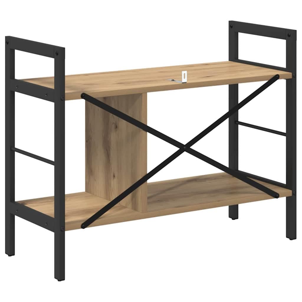 Bücherregal Artisan-Eiche Holzwerkstoff 75 x 30 x 58,5 cm mit 3 Fächern freistehend, Robustes Regalsystem für Wohnzimmer Büro Arbeitszimmer, platzsparend