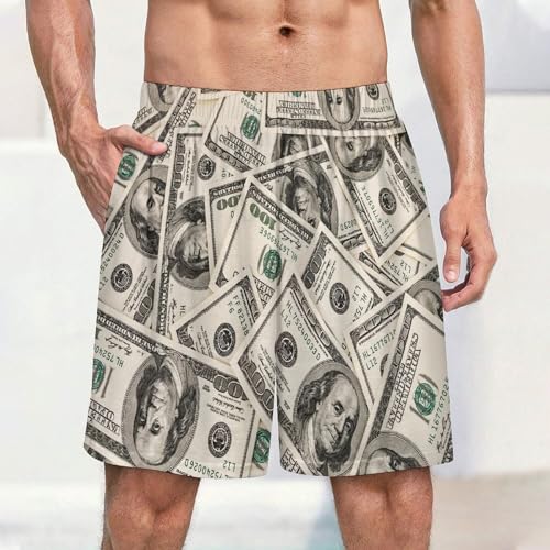 Money American Hundred Dollar Bills Men's Satin Pajama Boxer Shorts Silk Feeling Lounge Sleep Underwear2