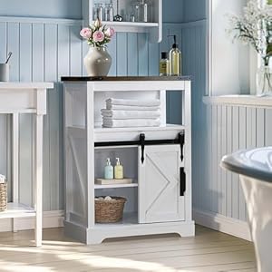 Farmhouse Storage Cabinet, White Bathroom Cabinet Small Hutch with Door Freestanding Kitchen Pantry Cabinet, for Bathroom/Laundry/Living Room/Coffee Bar 24" W 31.5" H Farmhouse Storage Cabinet White Bathroom Cabinet Small Hutch with Door Freestanding Kitchen Pantry Cabinet for BathroomLaundryLiving RoomCoffee Bar 24 W 315 H