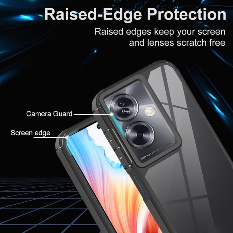 Image of SHINESTAR Ultra Slim Clear Back Cover for Oppo A79 5G, Transparent Hybrid Hard Shell Plastic & Soft Silicone Rubber Bumper, Non-Yellow Acrylic Protective Cover for Oppo A79 5G - Black