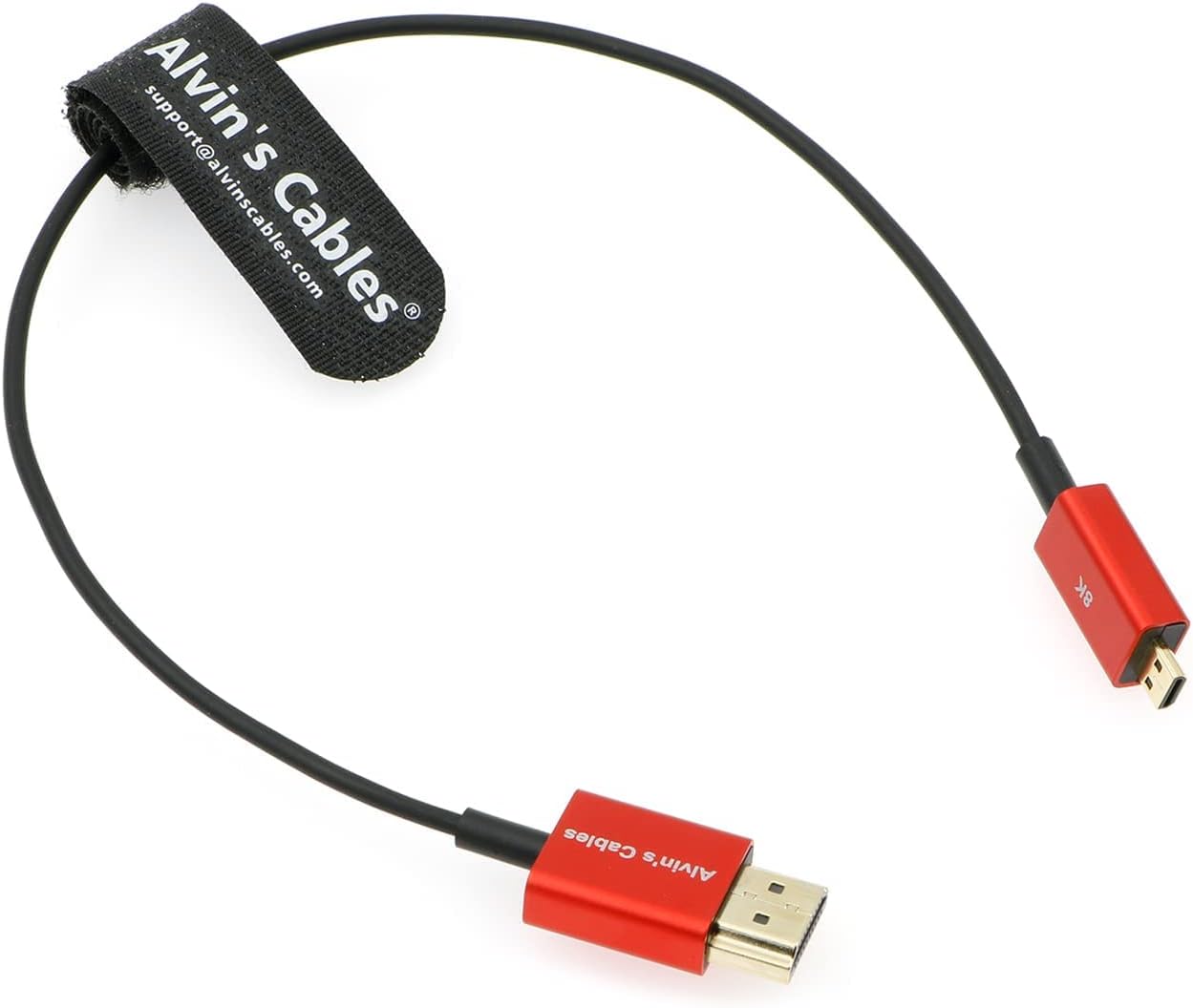 Alvin's Cables 8K 2.1 Micro-HDMI to HDMI Cable Ultra-Thin 48Gbps High-Speed for Atomos-Ninja-V 4K-60P Record for Canon-R5C|R5|R6 for Sony a7R a7 IV Cameras