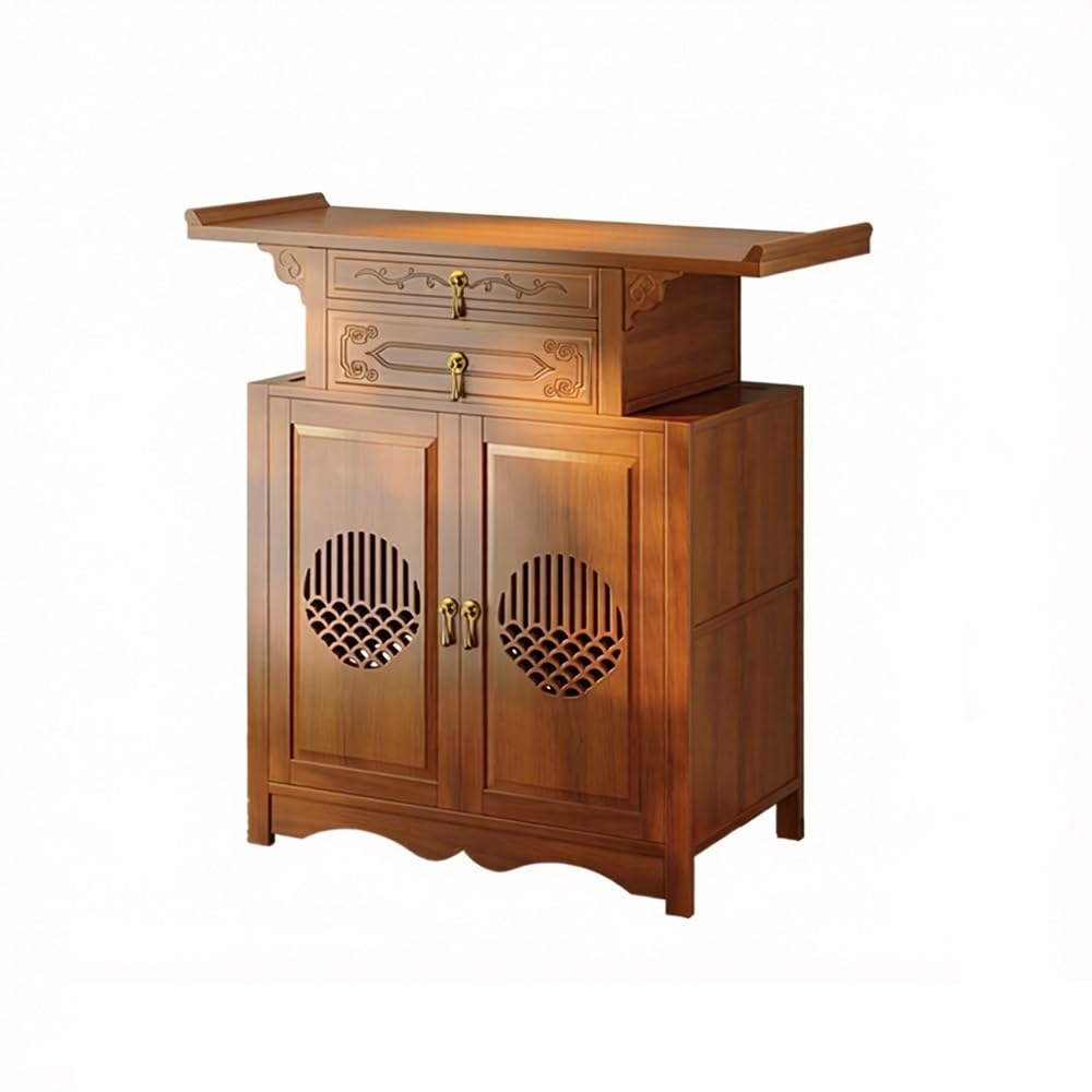 Tavolino da meditazione Mobile da altare con consolle in legno cassetti per la preghiera(Grande)