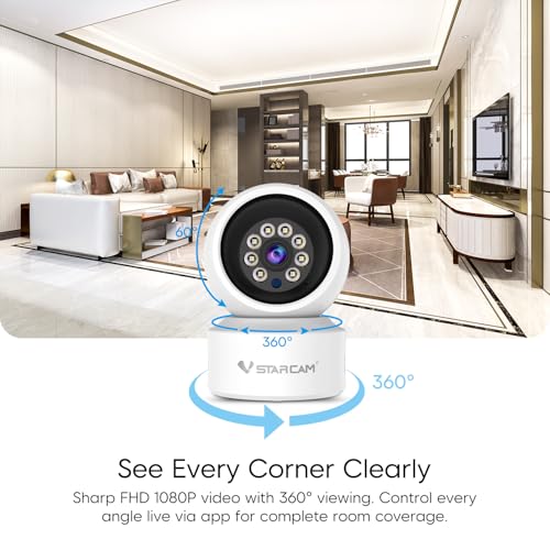 Image of VSTARCAM WiFi Camera Indoor Wireless, 1080P with 5X Zomm, 360 Pan-Tilt, Color Night Vision, Motion Detection, Real-time Alerts, 2-Way Audio, Works with Alexa, Cloud & SD Card Storage(up to 256GB)
