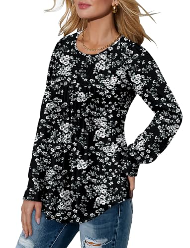 BETTE BOUTIK Long Sleeve Shirts for Women Fall Tops Dressy Blouses Crewneck Tunic Tops for Leggings S-3XL