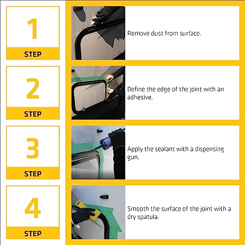 Image of Sikaflex-221 Multi-Purpose Polyurethane SealantAdhesive, 10.1 fl oz, Black Permanent Elastic Seal, Sandable Paintable, Non-Corrosive, Bonds to Metal, Plastics More.