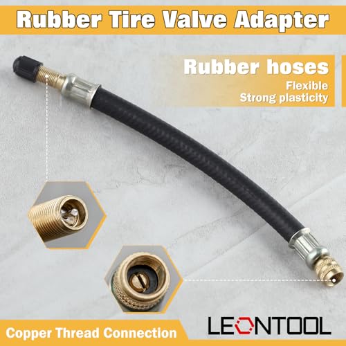 Image of Tire Valve Extension 8 Inch Flexible Valve Stem Extenders with 45 Degree 90 Degree 135 Degree Schrader Tire Valve Extension Adaptor Compatible for Cars Truck Motorcycle Bike Scooter Bicycles