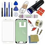 for Samsung Galaxy S6 Edge Screen Replacement, Sunmall Front Outer Lens Glass Screen Replacement Repair Kit for Galaxy S6 Edge 5.1’ G920 G925A G925F G925P G925T G925V G925R4 with UV Glue (White)