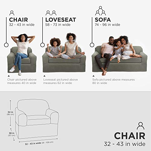 Maytex Pixel Ultra Soft Stretch 2 Piece Arm Chair Furniture Cover, Dusty Olive Green Armchair-Slipcovers #TOP3