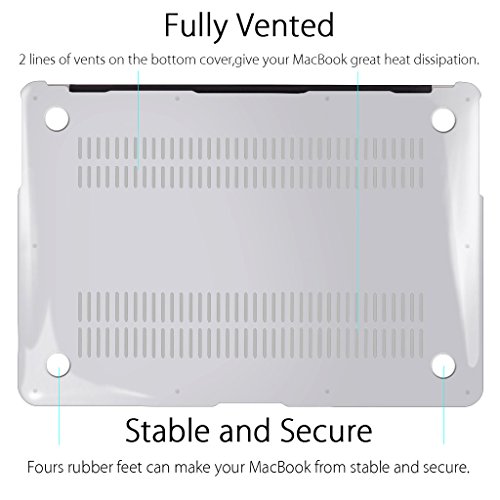 Ueswill Compatible With 3In1 Glossy Crystal Clear Hard Shell Case Cover For Macbook Air 11 Inch Model A1370 A1465 + Keyboard Cover And Screen Protector, Transparent #TOP3