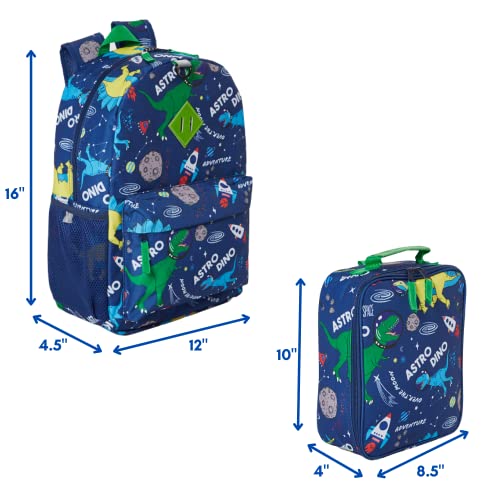 Ralme 16 Inch Dinosaur Backpack With Lunch Box Set For Boys Or Girls, Value Bundle, Blue #TOP1