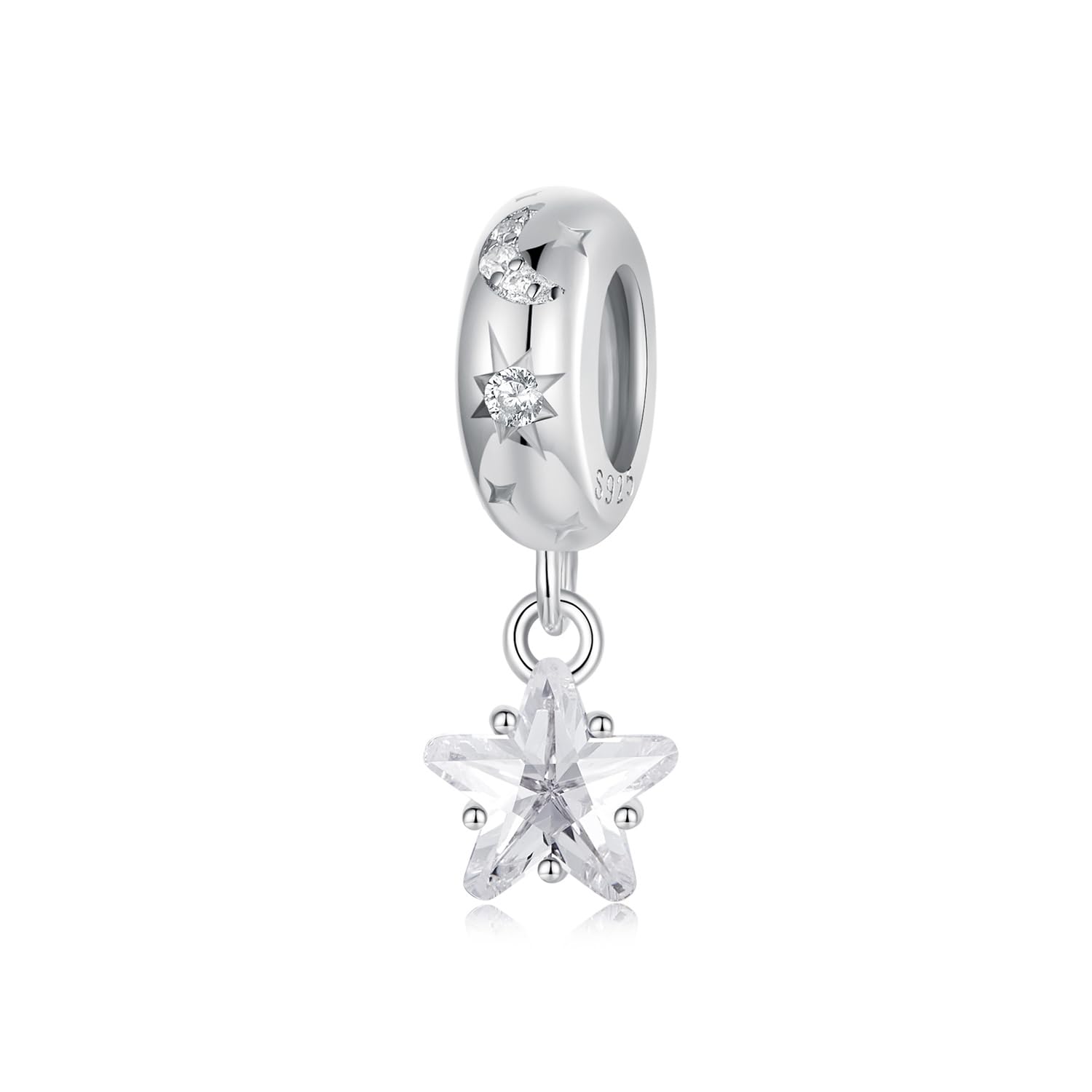 ShiYu Perle d'arrêt en forme d'étoile pour bracelet Pandora en argent sterling 925 et silicone
