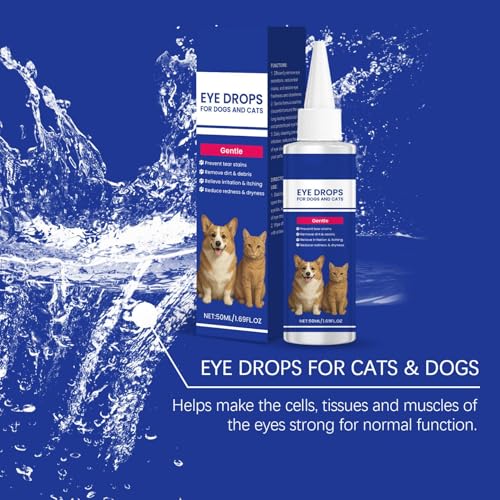 Augentropfen für Hunde und Katzen,Hundeaugentropfen,lindern Augenreizungen und Allergien, helfen bei trockenen Augen und Bindehautentzündungen, Hundetränenfleckenreiniger