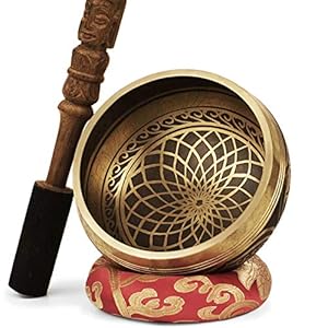 TARORO Tibetaanse klankschaalset, handgemaakt ~ Geweldig voor meditatie ~ Verkocht met Budda Mallet Striker & zijden kussen ~ Geweldig cadeau-idee ~ Ø12,2cm