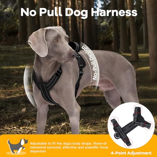 XFSRG Reflektierendes Hundegeschirr Y Design mit Griff Verstellbares Brustgeschirr für Mittelgroße und Große Hunde Hundezubehör (Schwarz L)