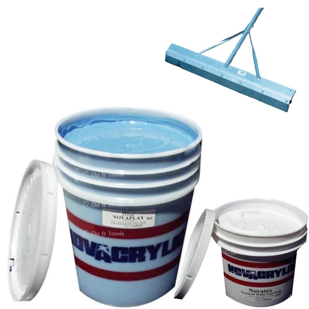 Nova NovaPlay Heavy-Duty Tennis & Pickleball Court Surfacing (5 Gallon Pail) – Bundle Optional Accessories
