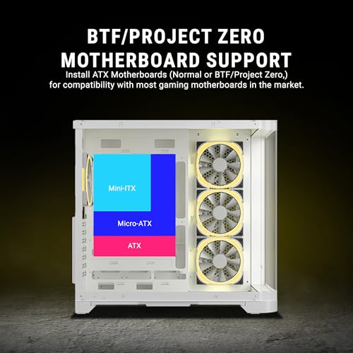 Image of Ant Esports Crystal ARC Mid-Tower Computer Case /Gaming Cabinet - White |Front Curved Glass|Support ATX, Micro-ATX, Mini-ITX | Pre-Installed 4 ARGB-PWM Fans