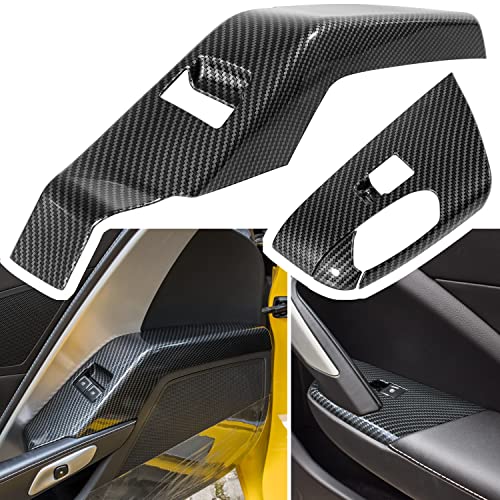 Carbon Fiber Door Window Lift Switch Button Panel Cover Trim