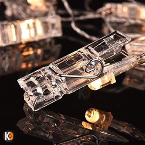Image of K D Plastic Photo Clip String Lights - 3 Meter, 16 LED Warm Yellow Fairy Lights for Home, Room, Party & Festival Decoration (Photo Clip)