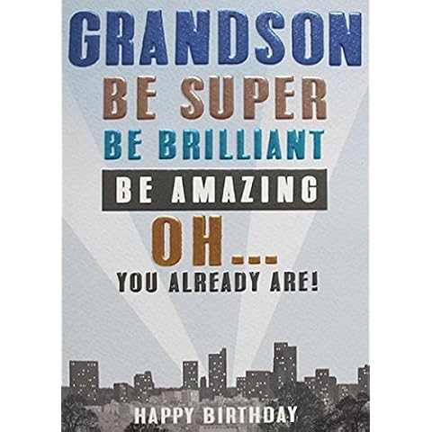 Greeting Card (PLK4051) - Birthday - Grandson - Super Brilliant Amazing - Strike Range - Embossed and Foil Finish Cover