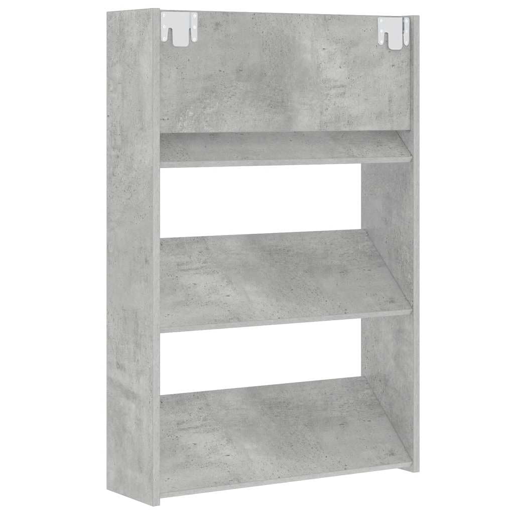Wand-Schuhschrank Betongrau 60x18x90 cm Holzwerkstoff, platzsparendes Schuhregal mit 3 Kippböden, Schuhablage für Schuhe Schrank und Schuhständer