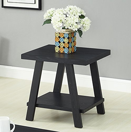 Roundhill Furniture OE3372 Athens Contemporary Replicated Wood Shelf End Table In Black Finish thumb #2