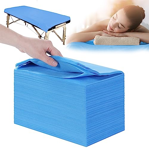 31" x 71" Disposable Bed Sheets for Massage Table Waterproof Massage Table Sheet Soft Non Woven Fabric SPA Bed Cover Breathable for Massage Beauty Tattoos 100PCS (Blue)