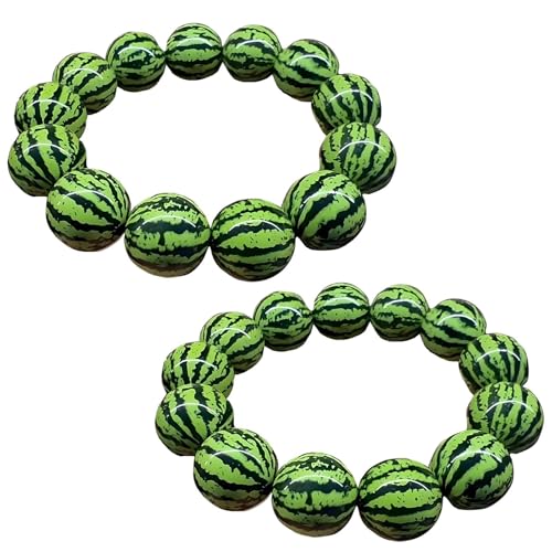 Roioiow 2 Pieces Watermelon Beaded Stretch Bracelet - Handmade Glass