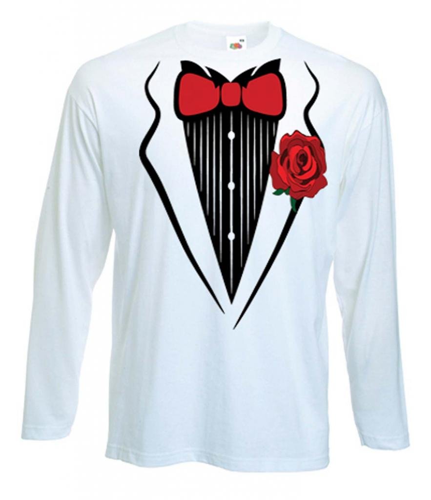Tribal T-Shirts Men's Black Tuxedo Fancy Dress Long Sleeve T-Shirt (Large)