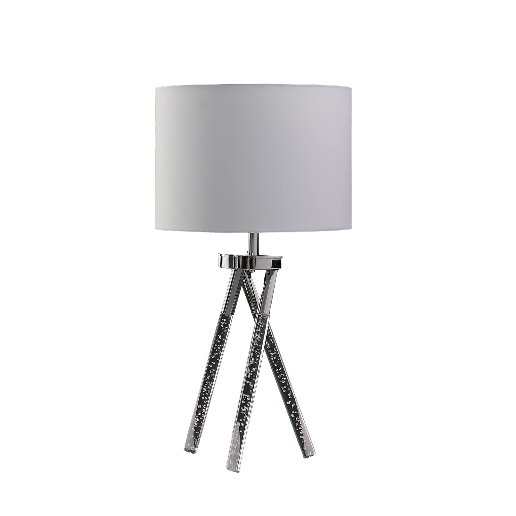 Ore International HBL2624 26.25" in Mid Century Birgit Led Acrylic Tapered Legs Silver Metal Table Lamp