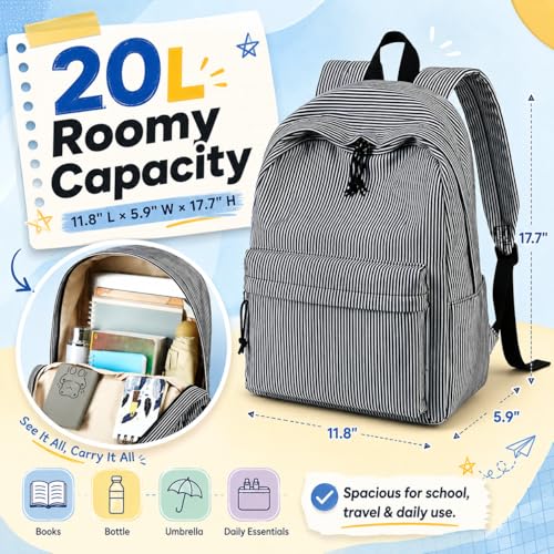 Image of BTOOP School Backpack for Teens Large Corduroy Bookbag Lightweight 15.6 inch Laptop Bag for Girls Women Casual High School College