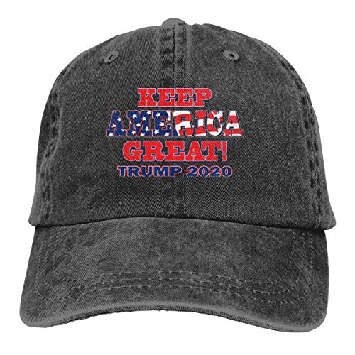 FOECBIR Trump 2020 Keep America Great Unisex Snapback Adjustable Flat Bill Baseball Cap Black