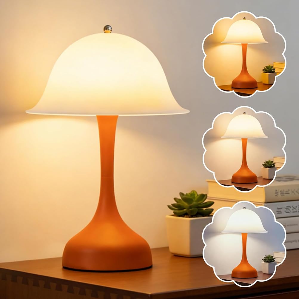 Lampe champignon LED rechargeable USB veilleuse portable tactile intensité variable 3000K