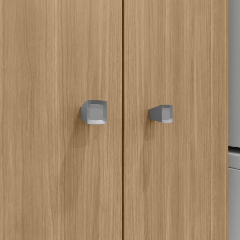 ACTUAL DIFFUSION Armoire Multifonctions Imitation Chêne 2 Portes 6 Niches 5 Étagères L 63 H 180 P 35 cm