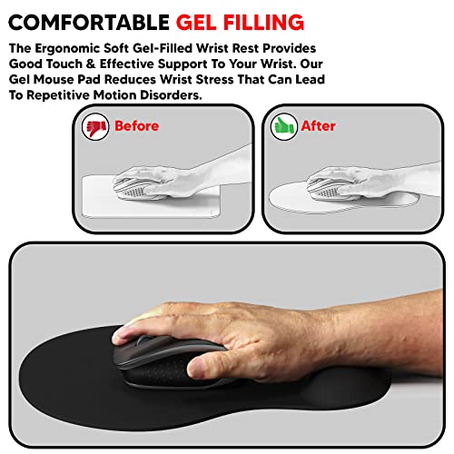Lapster Gel Mouse pad with Wrist Rest, Gaming Mouse Pad with Lycra Cloth Nonslip for Laptop, Computer, Home & Office (Black) - Image 5