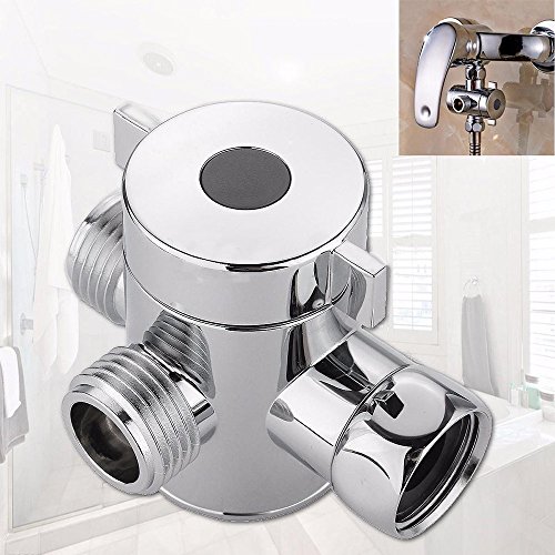 Liyes 1/2 Inch Three Way T-adapter Valve, Shower Arm Diverter, For Toilet Bidet Shower Head Diverter Valve, Hand Shower Hose Fitting Tee Diverter - for Bathroom (1pc, Silver)