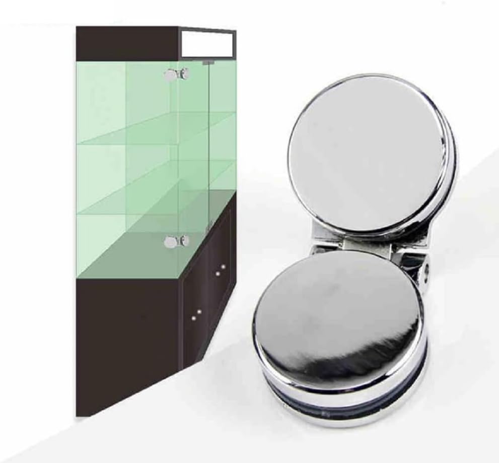 2pcs 180 Degree Heavy Duty Cabinet Hinge Frameless Shower Door Hardware Replacement with 6-10mm Thick Glass clamped on Both Sides for Glass Shower Doors